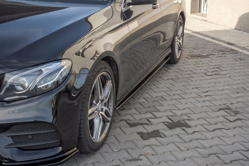 Zijskirts Mercedes E43 AMG/AMG-Line W213 Maxton Design glans zwart