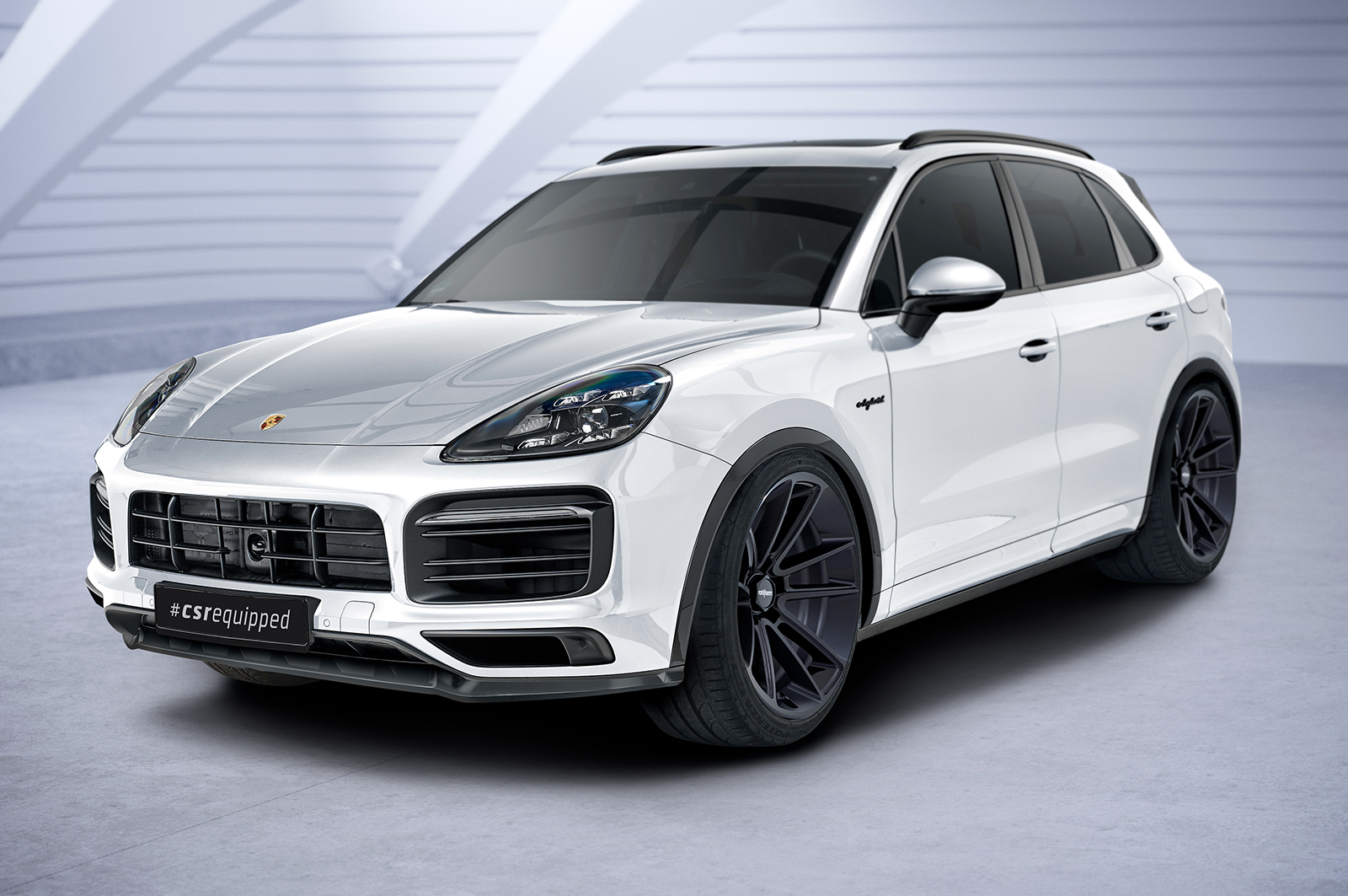 Voorspoiler Porsche Cayenne P0536/9YA CSR Glans Zwart