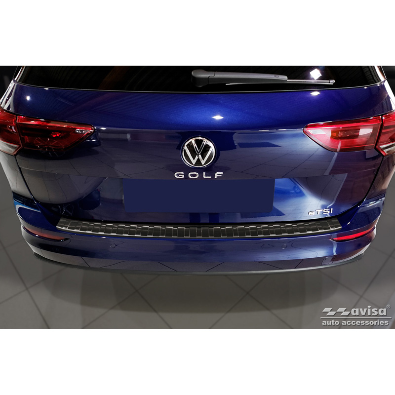 Zwart RVS Achterbumperprotector  Volkswagen Golf VIII Variant 2020-2024 & FL 2024- 'Ribs'