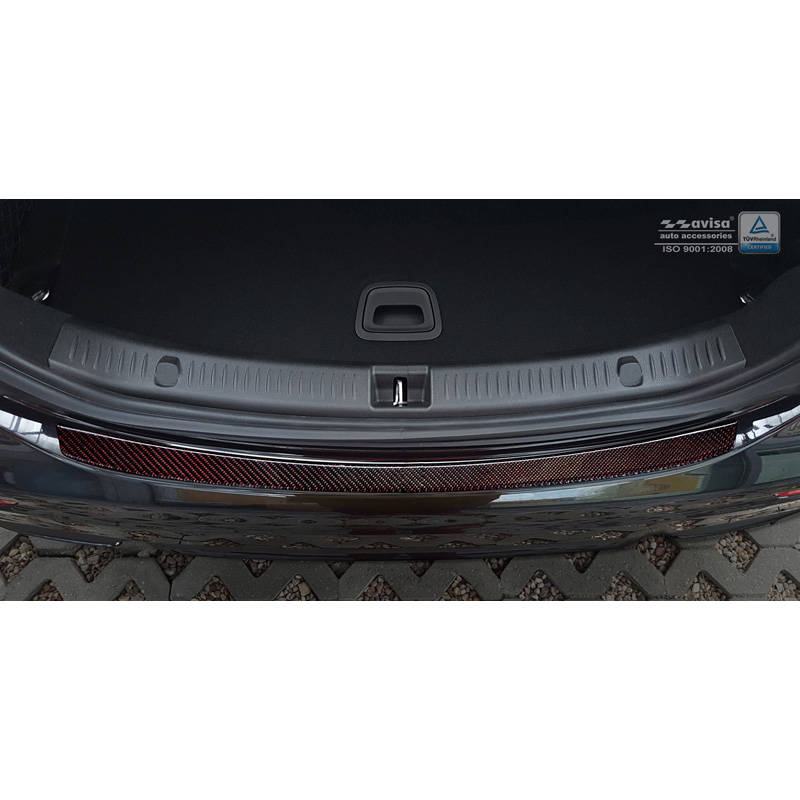 Carbon Achterbumperprotector  Mercedes E-Klasse W213 Sedan 2016-2020 & FL 2020-2023 Rood-Zwart Carbon