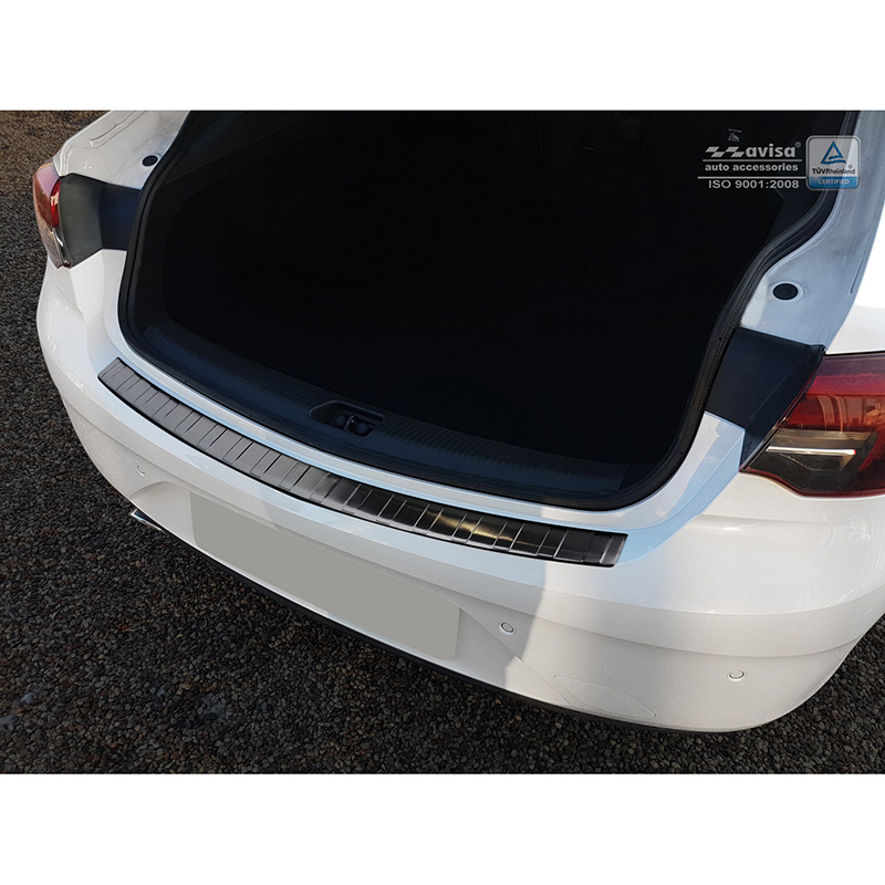 Zwart RVS Achterbumperprotector  Opel Insignia Grand Sport 5-deurs 2017-2020 & FL 2020- 'Ribs'