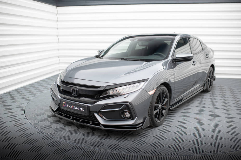 Voorspoiler met Canards Honda Civic Sport 2020 - 2023 Maxton Glans Zwart