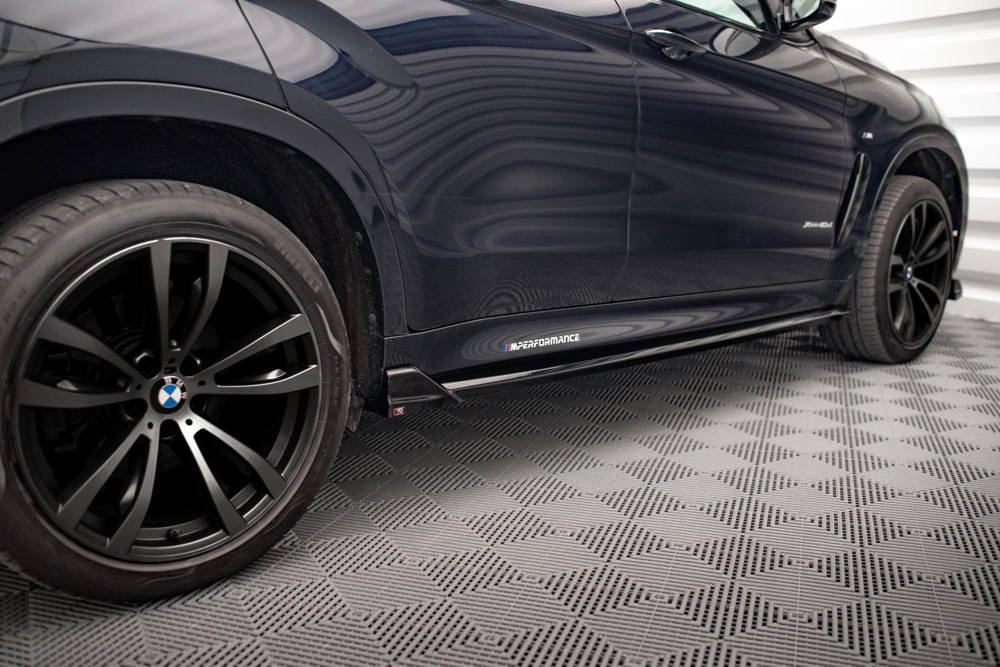 Zijskirts V.2 BMW X6 M pakket F16 Maxton Glans Zwart