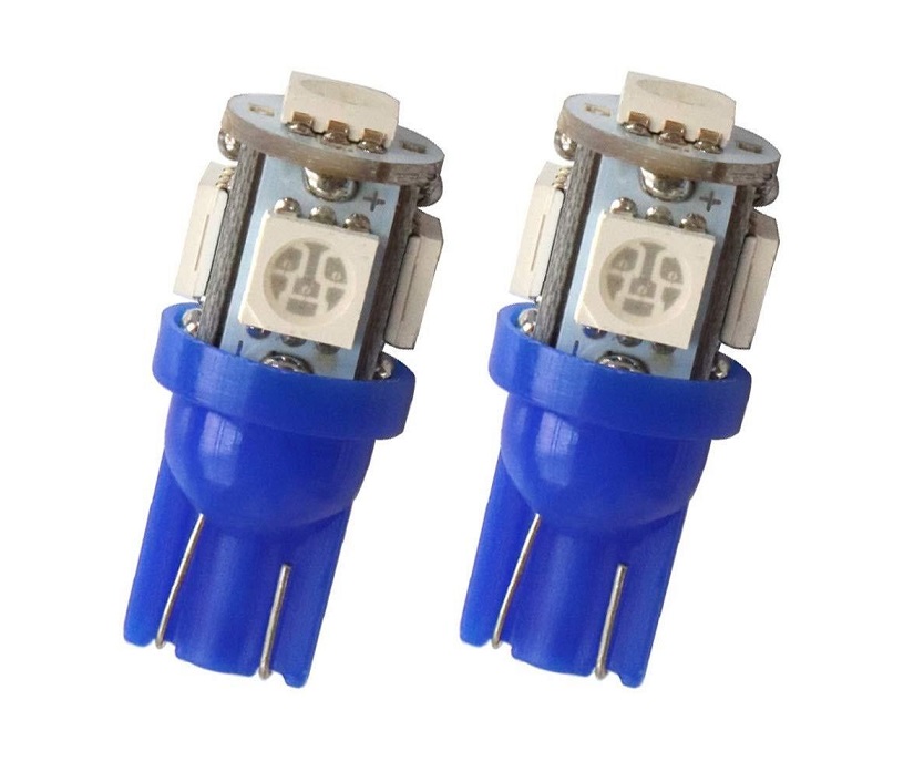 M-tech L054 blauw LED T10 12v 5x SMD5050 2 stuks