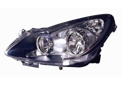 koplamp, H7+H1, zwart huis, elektr verstelb, rechts Opel Corsa D