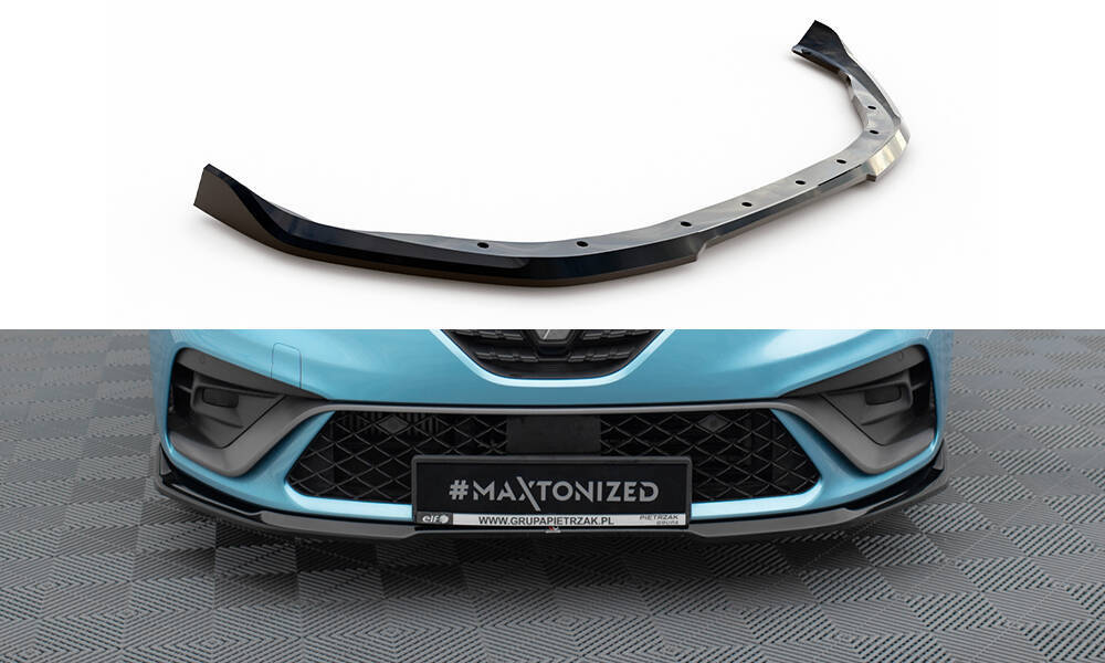 Voorspoiler V.1 Renault Clio RS Line Mk5 Maxton Glans Zwart