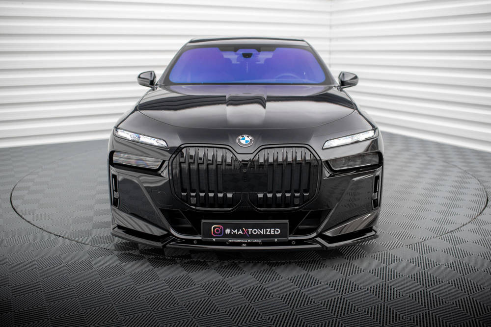 Voorspoiler V.2 BMW 7 Serie G70 M Pakket & M760E Maxton Glans Zwart