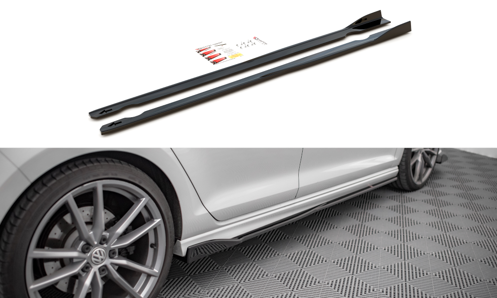 Zijskirts VW Golf 7 R Maxton Glans Zwart V.2