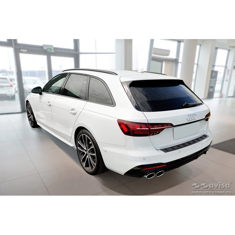 Zwart RVS Achterbumperprotector  Audi A4 Avant B9 (incl. S-Line) 2015-2019 & Facelift 2019- 'STRONG EDITION'