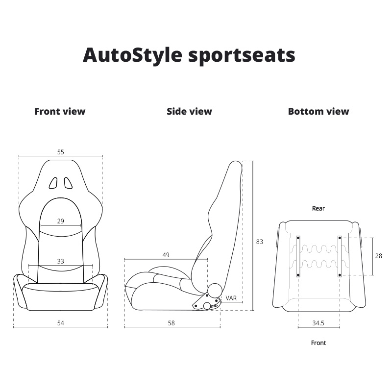 Sportstoel "Type C" Stof/Suede Zwart