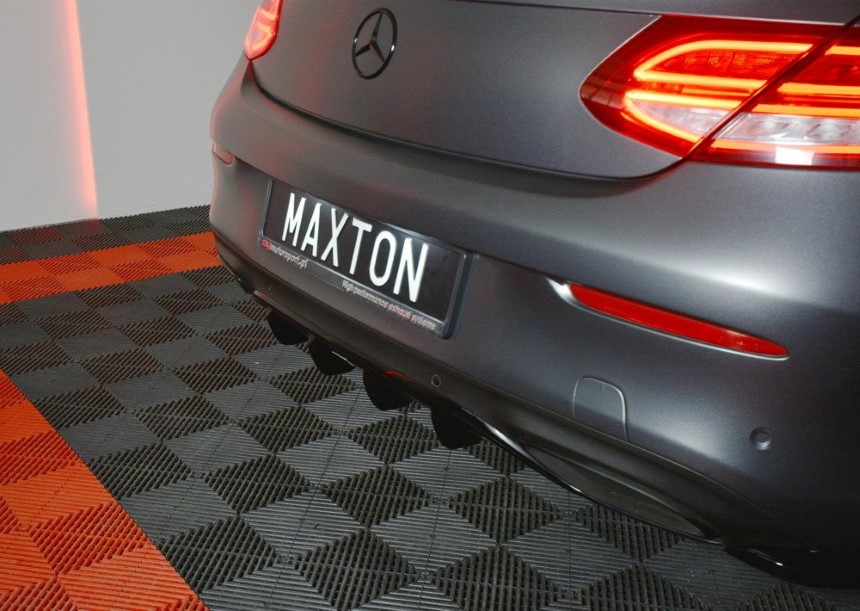 Diffuser Mercedes C W205 coupé AMG-Line Maxton Design glans zwart