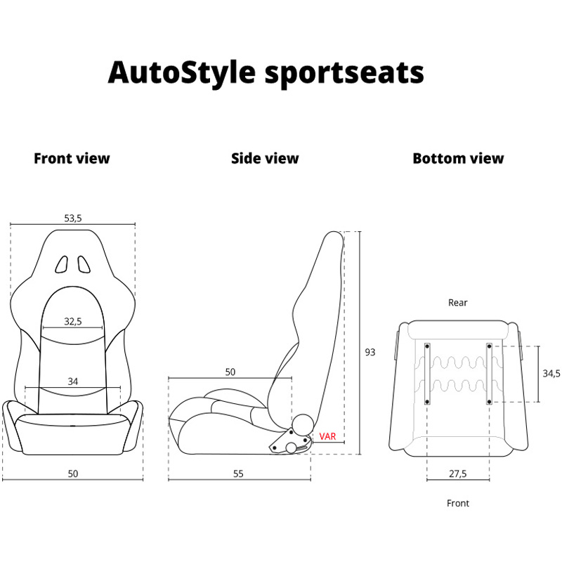 Sportstoel 'Eco Soft' - Zwart/Blauw - Dubbelzijdig verstelbare rugleuning - incl. sledes