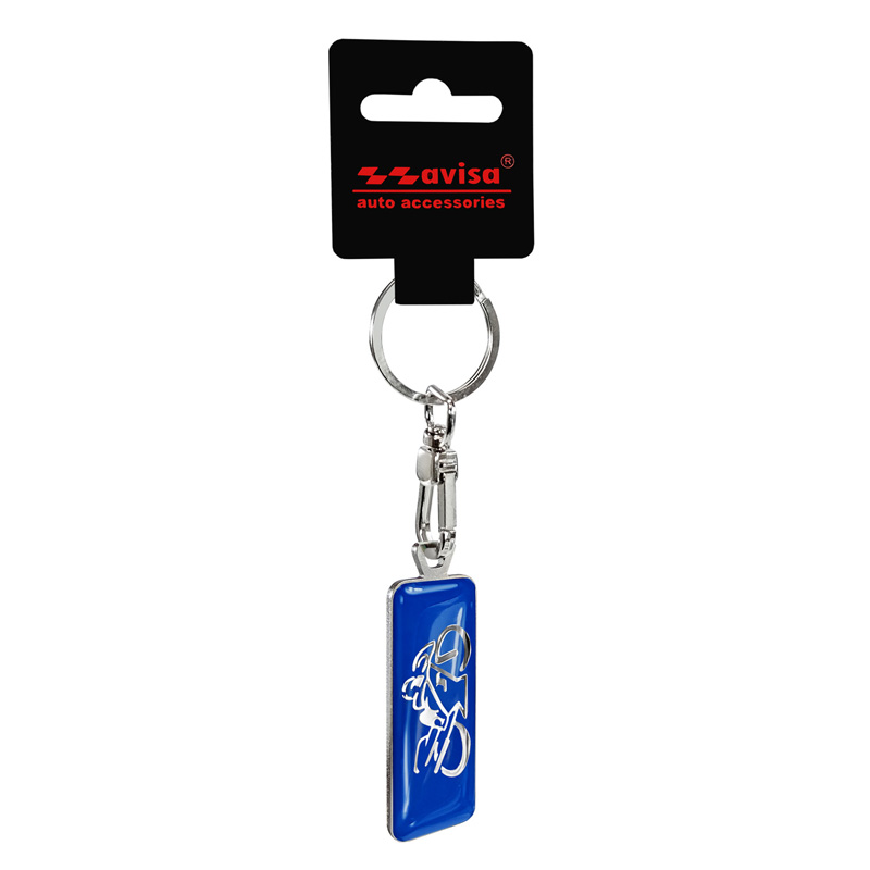 RVS sleutelhanger - 'Moto' Blauw