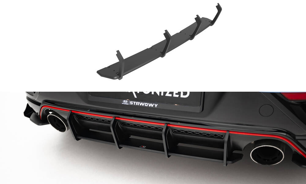 Street Pro Achter Diffuser Hyundai Veloster N MK2 Maxton Glanzend zwart