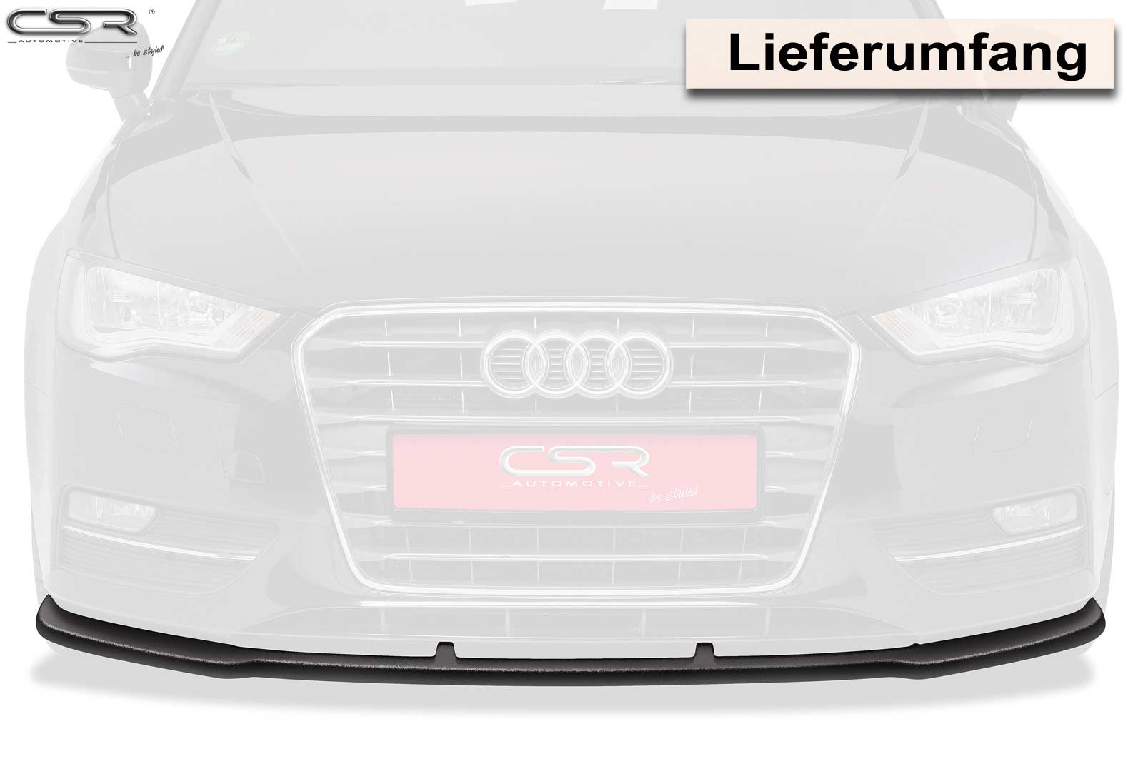 Voorspoiler Audi A3 8V Glans Zwart – 2012–04/2016