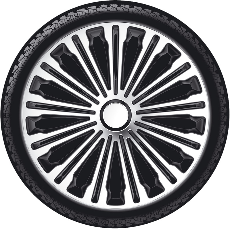 4-Delige Wieldoppenset Volante 15-inch zilver/zwart