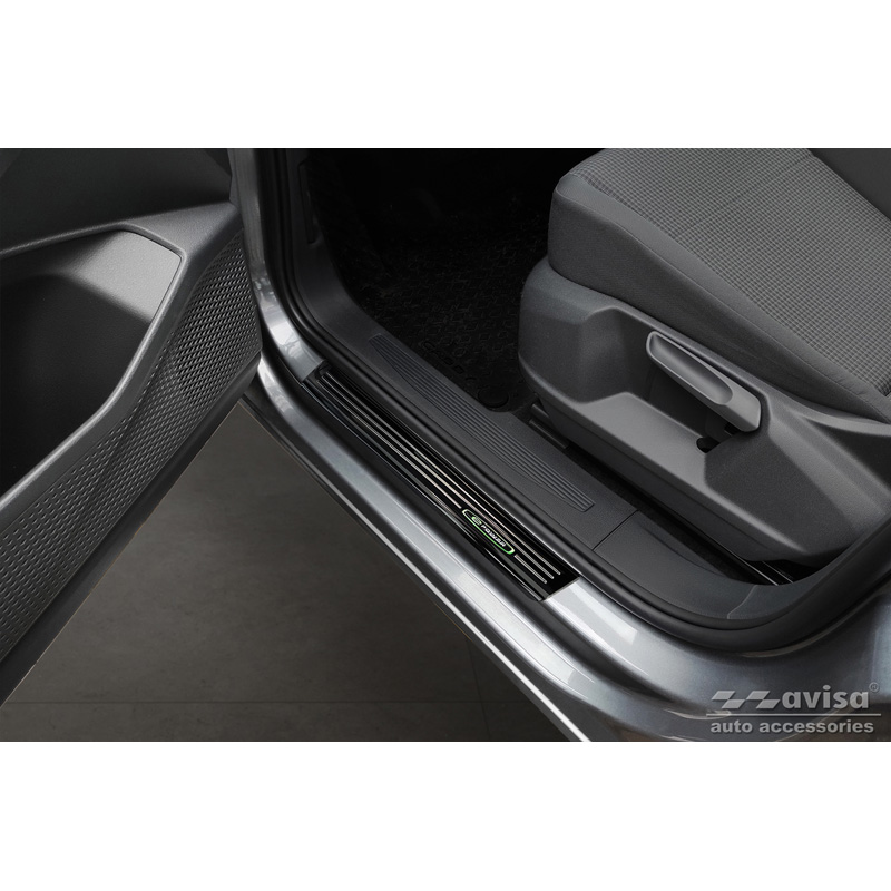 Zwart glanzend RVS Instaplijsten  Volkswagen Caddy V 2020- 'E-Power' - 2-delig