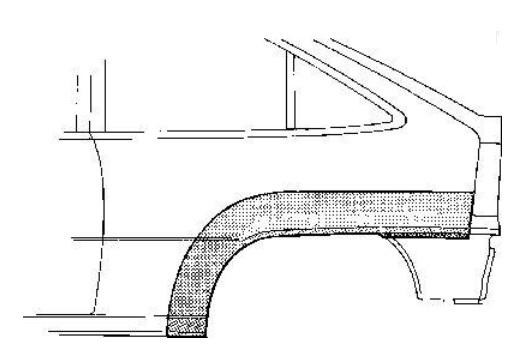 spatbordrand, 3 drs, links Opel Kadett E, 1984-1991