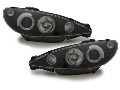 Headlights Peugeot 206 02-07 (ook GTI) CCFL Angel Eyes black