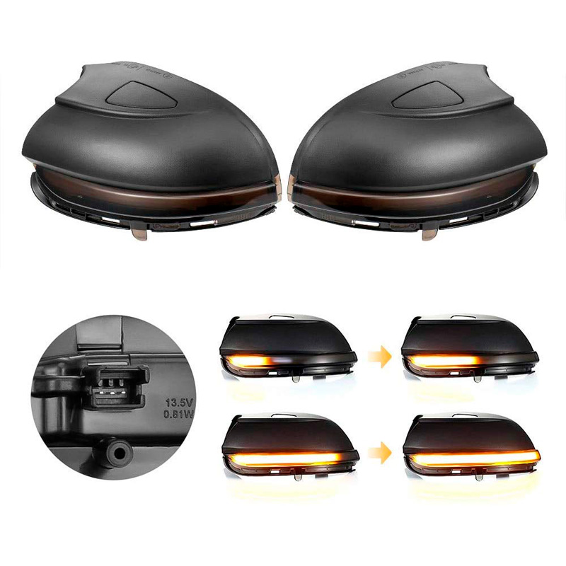 Set LED Zijspiegel-Knipperlichten  Volkswagen Jetta VI 2011- & Eos 2009- & Passat 3C 2011-2014 & CC 2008- & Beetle 2011- & Scirocco 2008- - Rookgrijs - incl. Dynamic Running Light