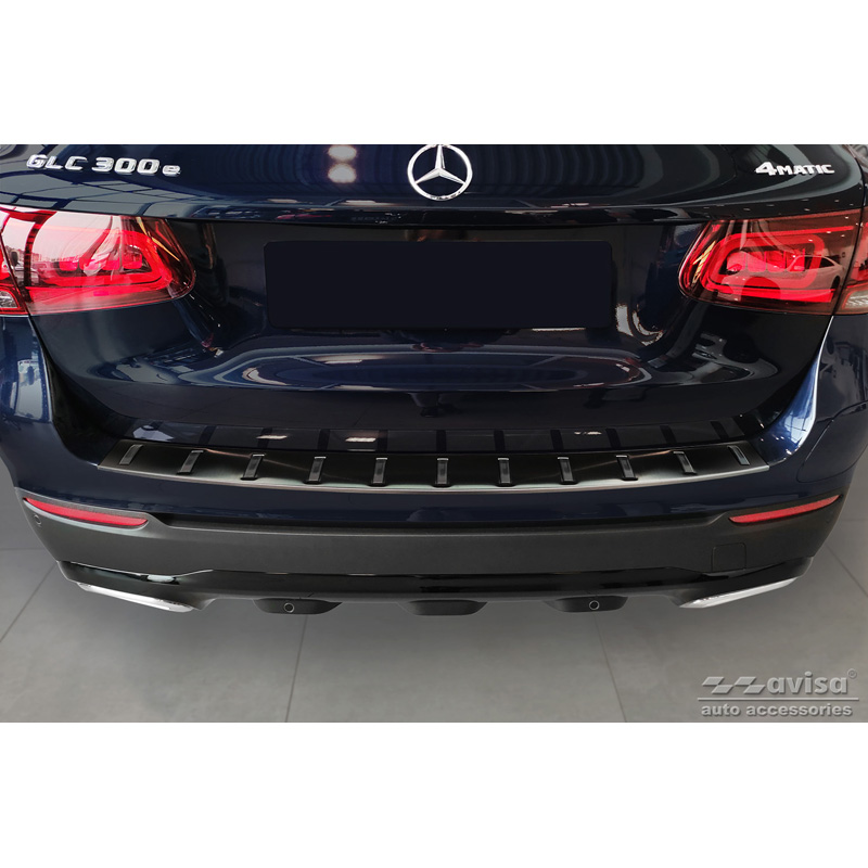 Zwart RVS Achterbumperprotector  Mercedes GLC (X253) 2015-2019 & Facelift 2019- 'STRONG EDITION'