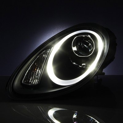 Headlights Porsche Boxster 987 LED DRL look black