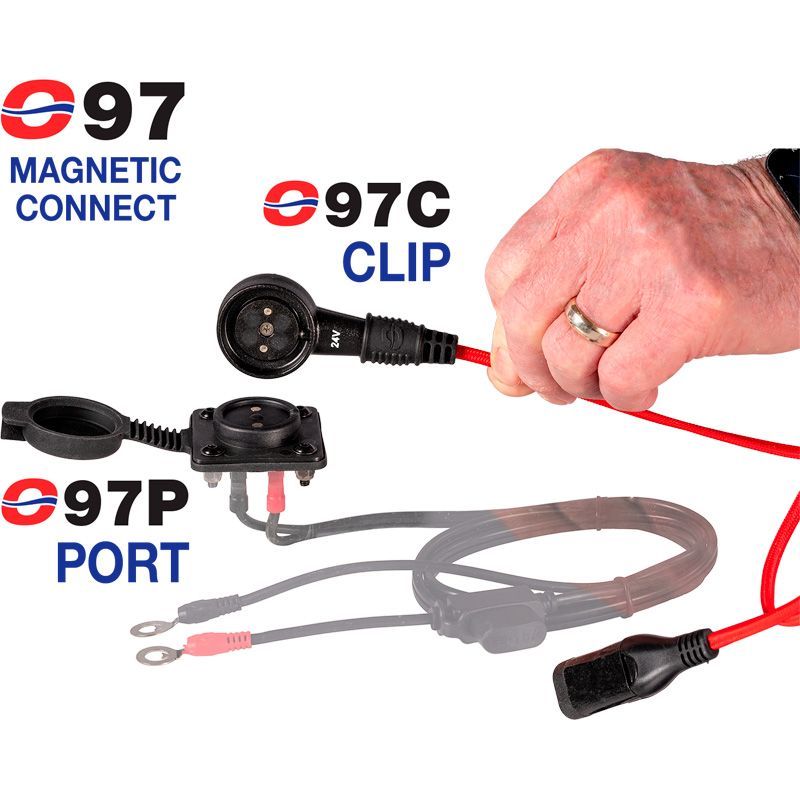 OptiMate PORT O-97P24 – MagCode Clip-paneelmontage – Magnetische aansluiting voor acculader – 24 V