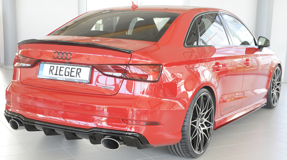 Achter diffusor Rieger Audi A3 8V 16-20 Sedan/Cabrio S-line Glans Zwart