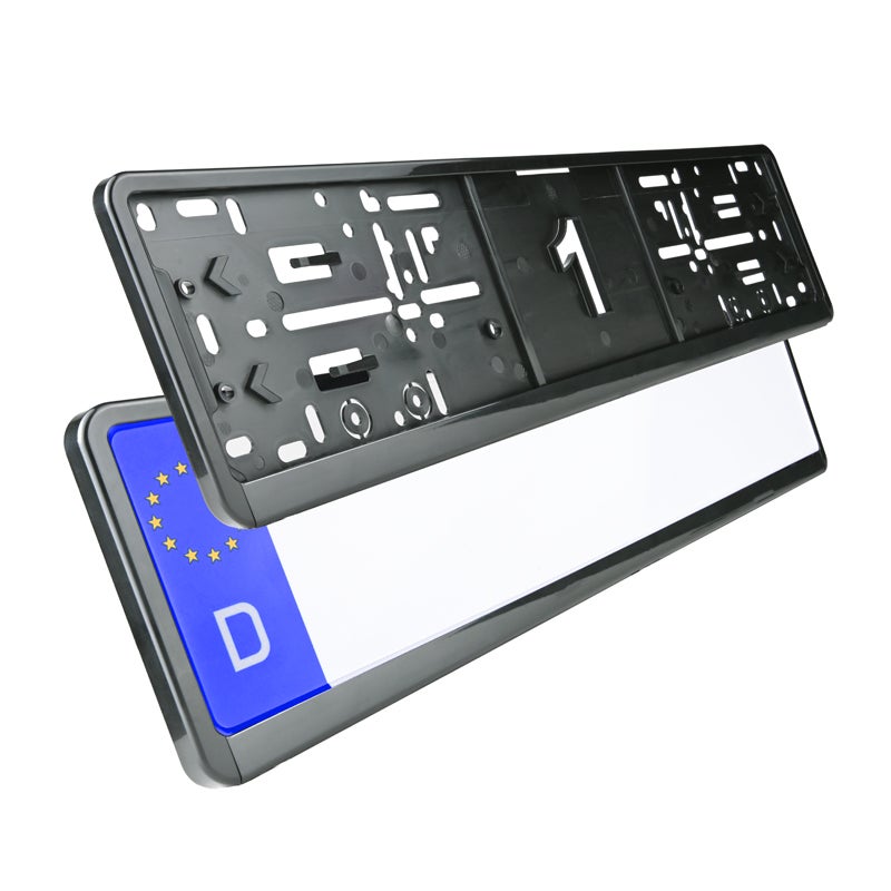 Alti Giri Set Kunststof kentekenplaathouders 52,7x12,8cm - Type Autodromo - Zwart - 2 stuks