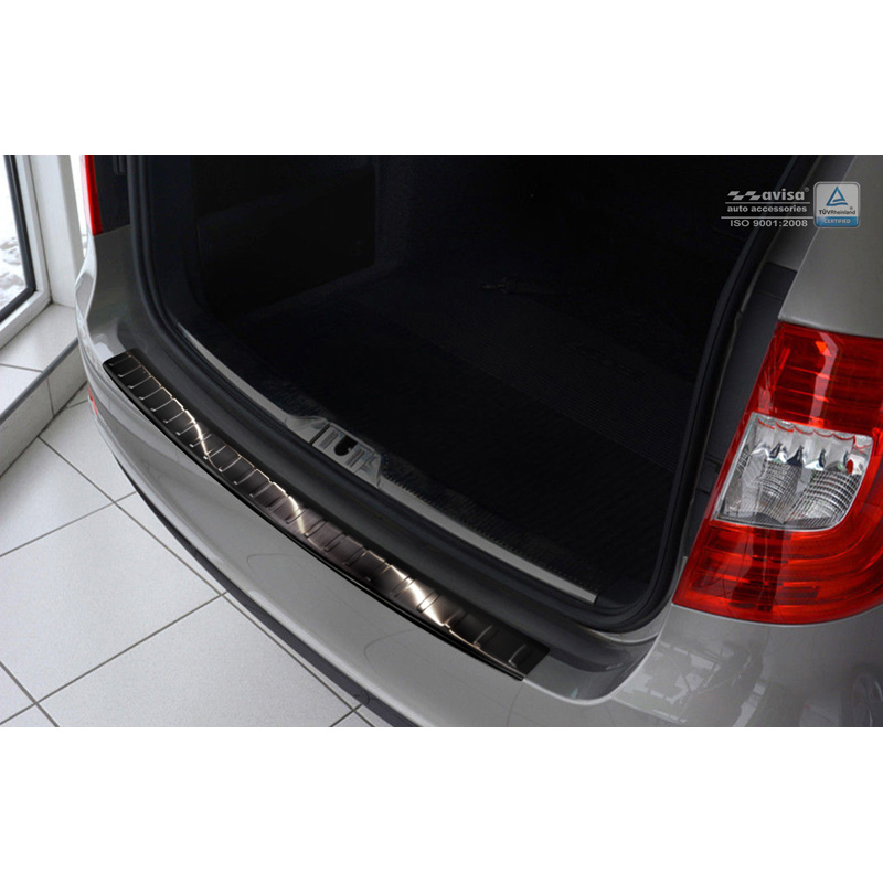 Zwart RVS Achterbumperprotector Skoda Superb Kombi 2013-2015 'Ri