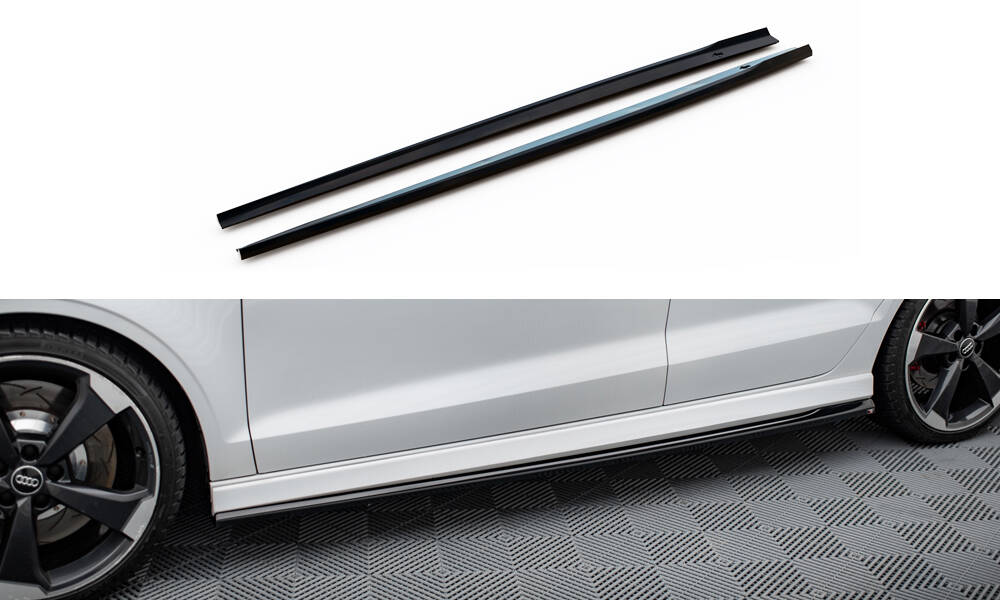 Zijskirts Diffusers Audi RS3 8V FL Sedan Glanzend Zwart V.2