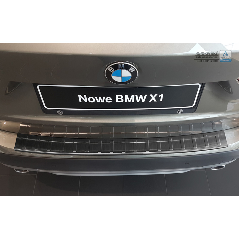 Zwart RVS Achterbumperprotector  BMW X1 E84 2012-2015 'Ribs' excl. M-Pakket