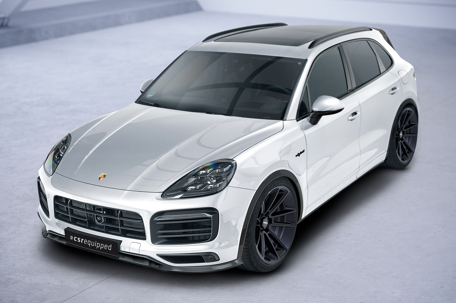 Voorspoiler Porsche Cayenne P0536/9YA CSR Glans Zwart
