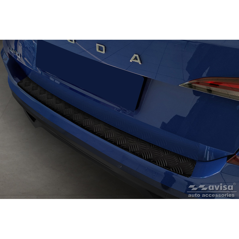 Matzwart Aluminium Achterbumperprotector  Skoda Kamiq 2019- 'Riffled Plate'