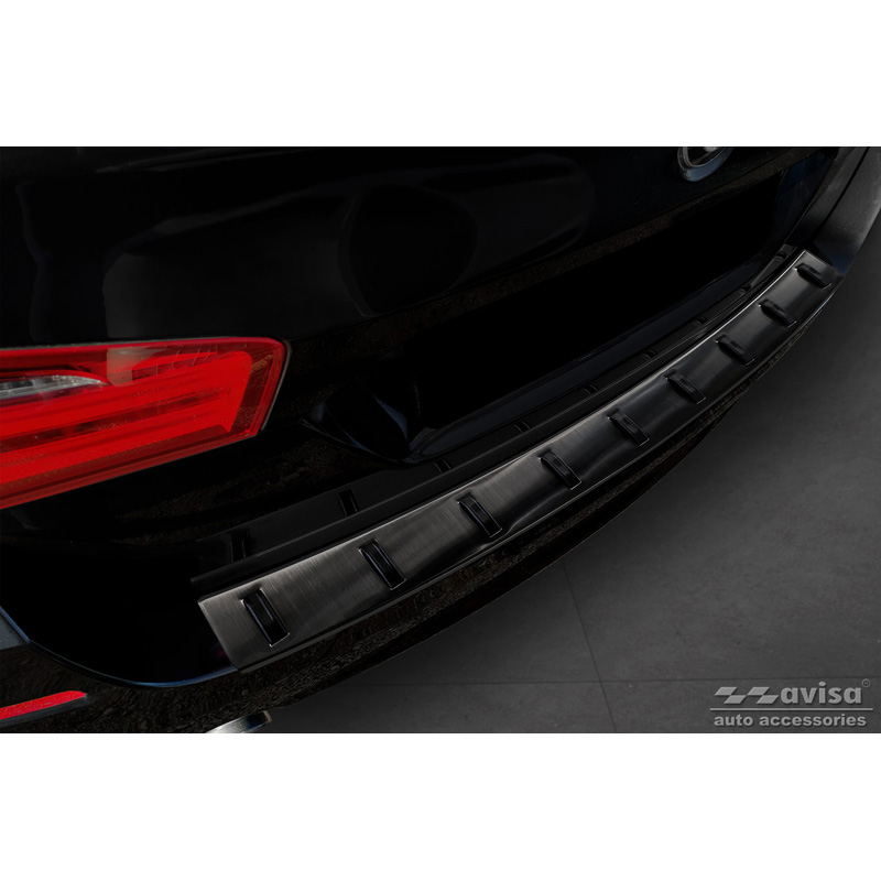Zwart RVS Achterbumperprotector  BMW 5-Serie (F11) Touring 2011-2013 & Facelift 2013-2017 'STRONG EDITION'
