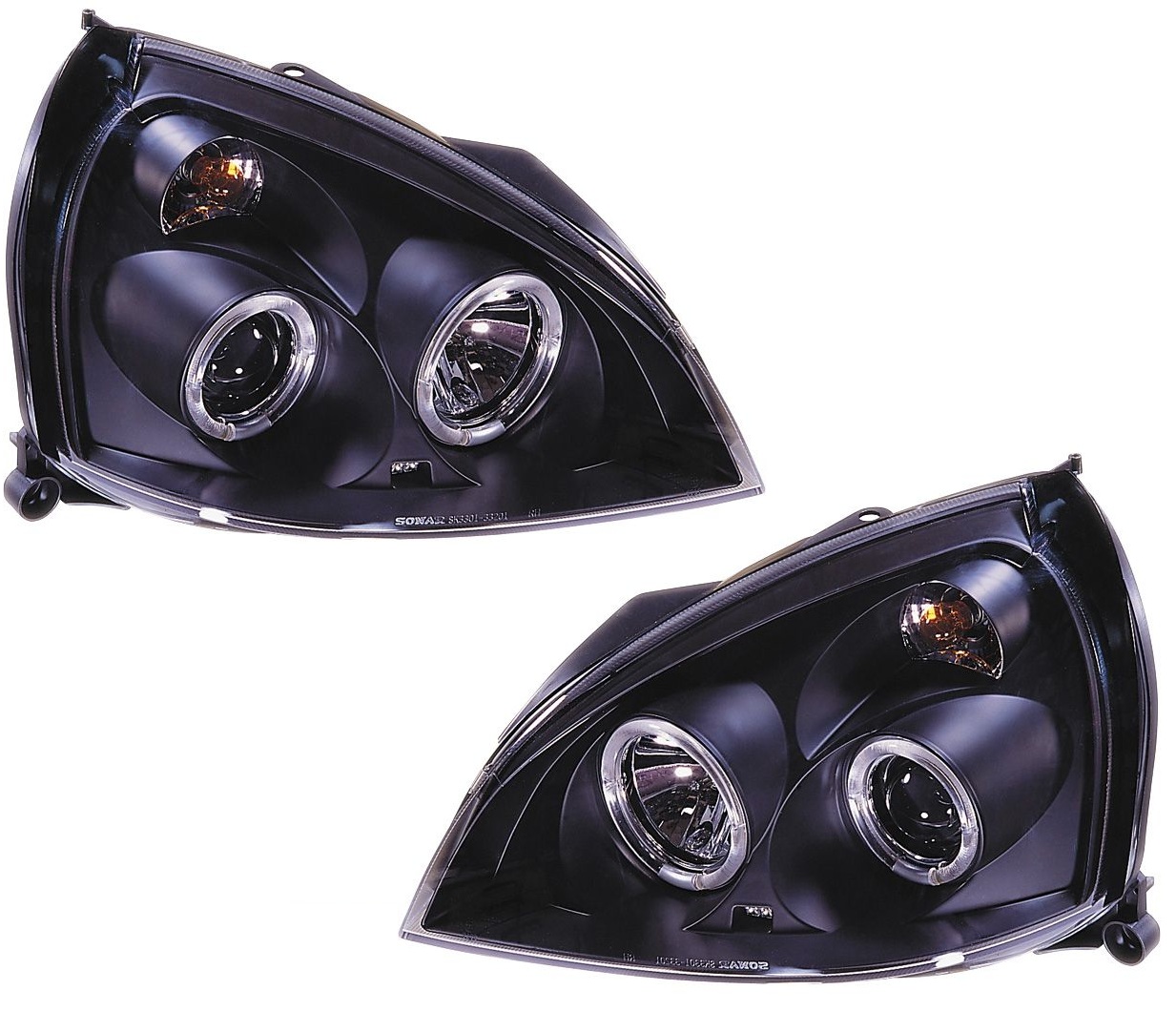 Faros Renault Clio 01- negro + HaloRim