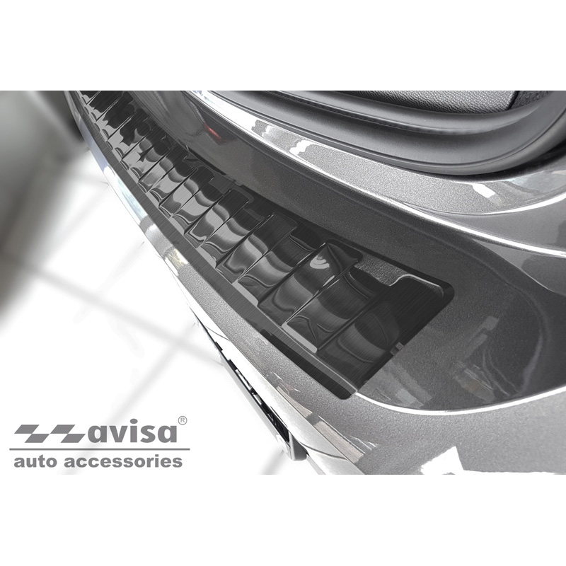 Zwart RVS Achterbumperprotector  Opel Corsa F Edition/Elegance HB 5-deurs 2019- 'Ribs' (excl. Equipment Ultimate)