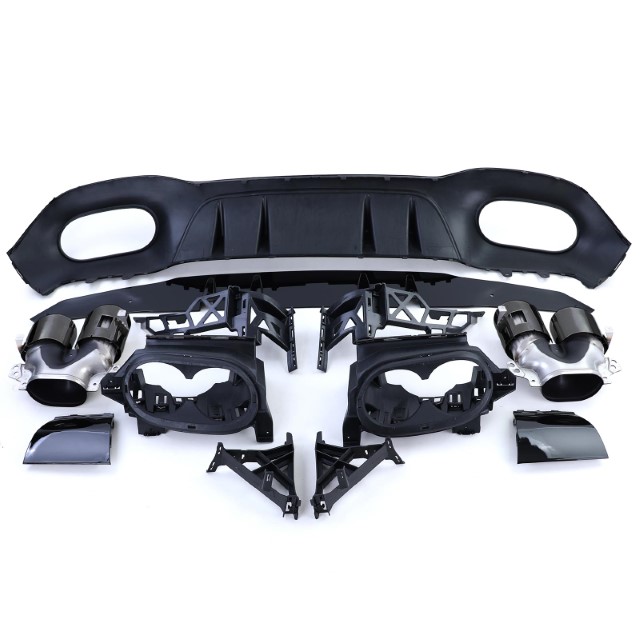 Diffuser passend voor Mercedes A klasse W177 A35/A45 Look Glans Zwart Sierstukken