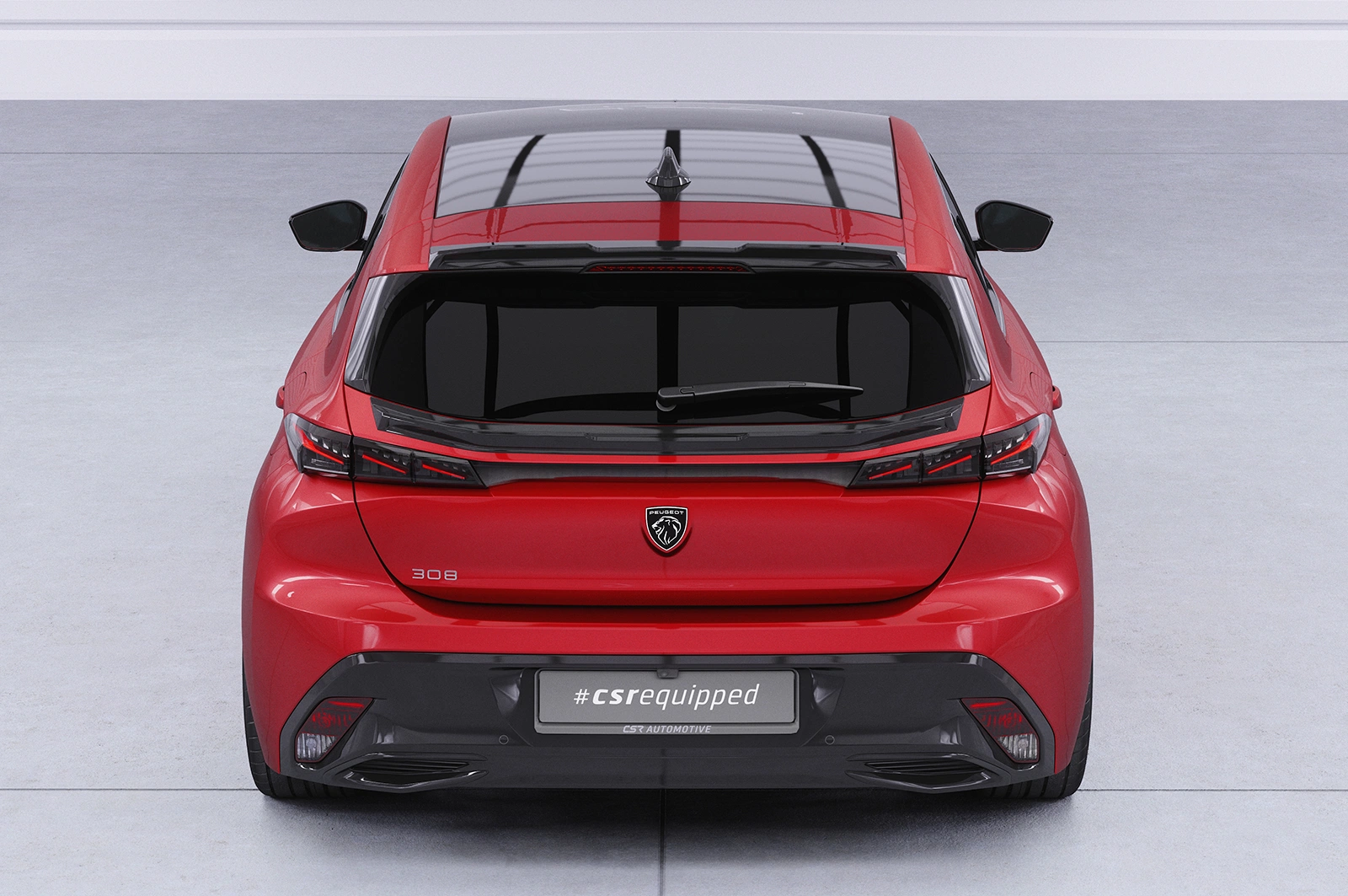 Achterspoiler Peugeot 308 (P51) glans zwart
