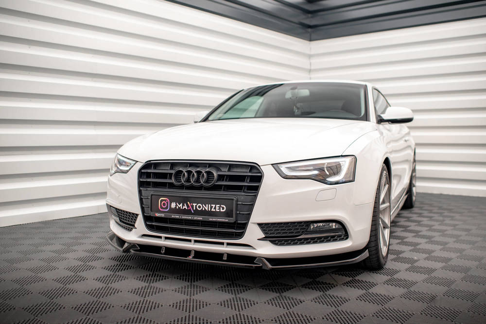 Voorspoiler V.1 Audi A5 Coupe 8T Facelift  2011 - 2016  Maxton Glans Zwart