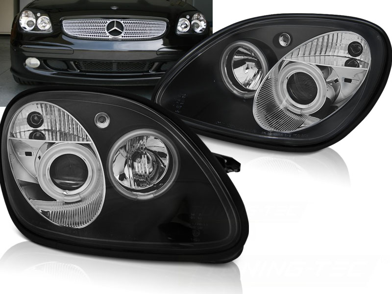 Faros Mercedes SLK 96-97 / 00-02 Angel Eyes negro