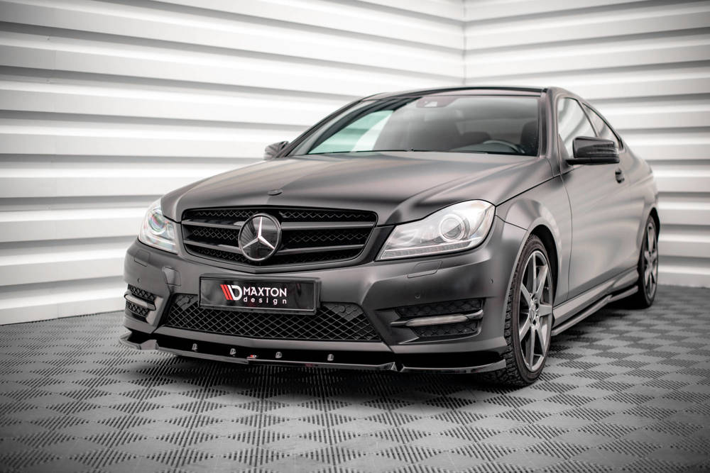 Voorspoiler V.1 Mercedes C Klasse Coupe AMG Pakket W204 Maxton Glans Zwart