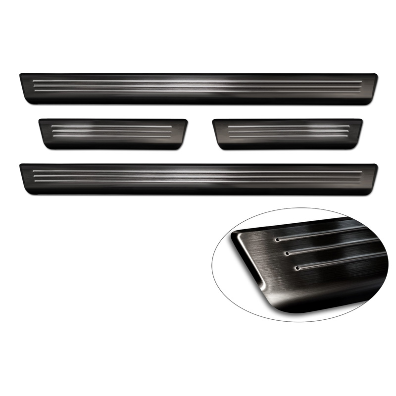 Zwart RVS Instaplijsten  Hyundai Kona II 2023- / MG ZS II 2024- & MG 3 III 2024- - 'Lines' - 4-delig