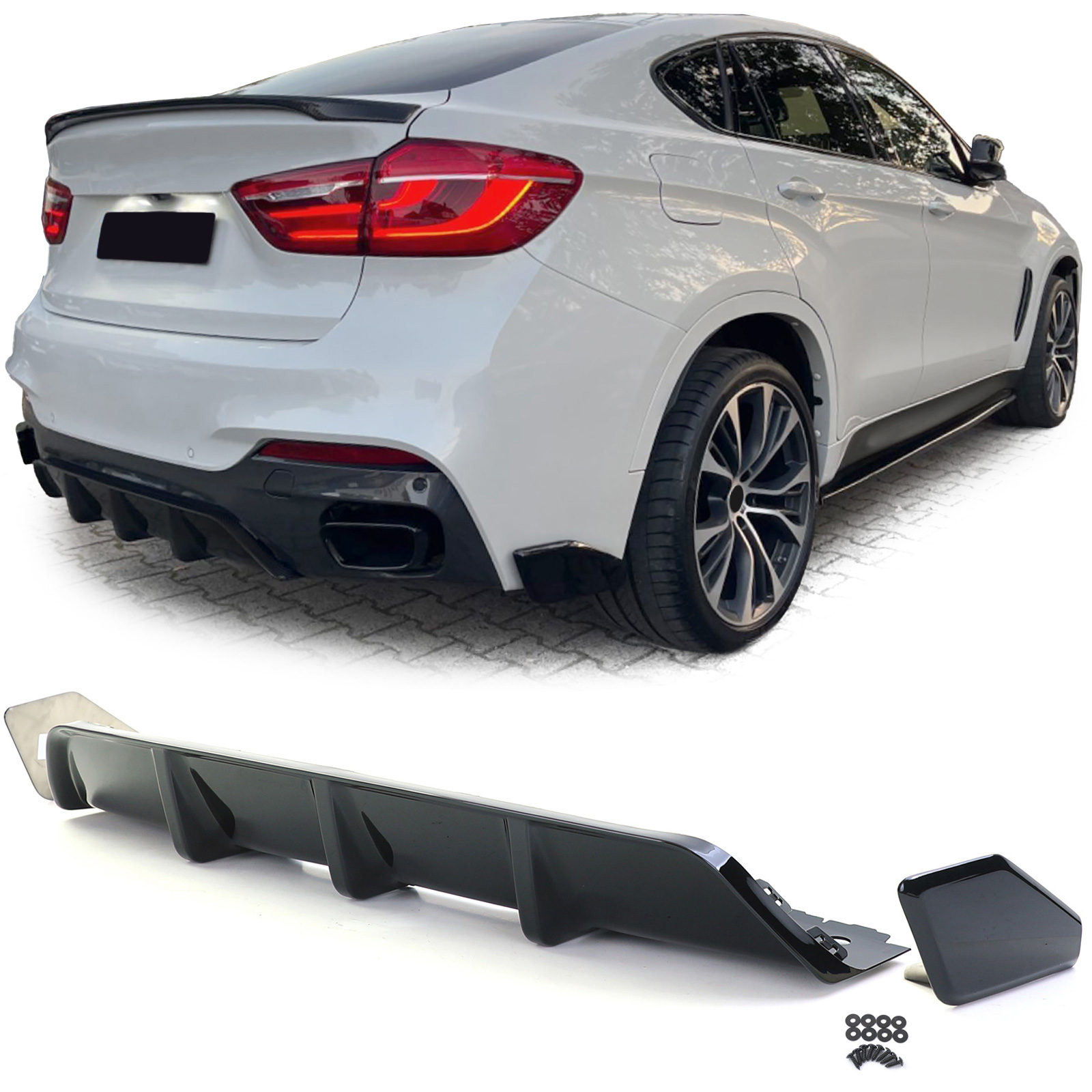 Diffuser BMW X6 F16 14-19 Performance Look Glans Zwart