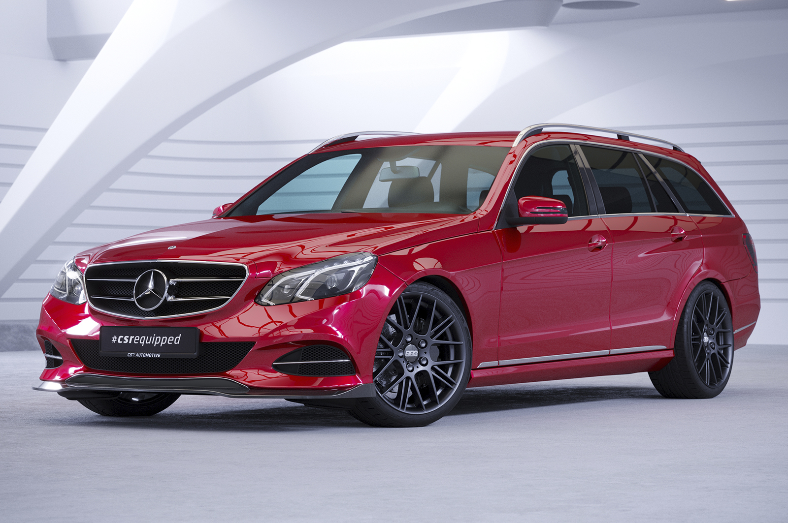 Voorspoiler Mercedes E Klasse FL W212 13-16 CSR Glans Zwart