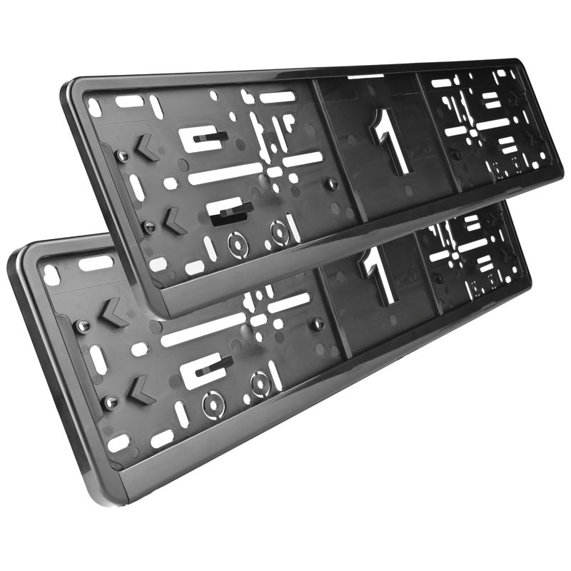 Alti Giri Set Kunststof kentekenplaathouders 52,7x12,8cm - Type Autodromo - Zwart - 2 stuks