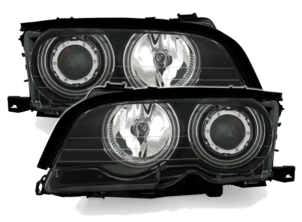 Faros BMW E46 coupe/cabrio Angel Eyes negro