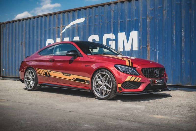 Race zijskirts + rand Mercedes AMG C43 Coupé C205 Maxton Design zwart