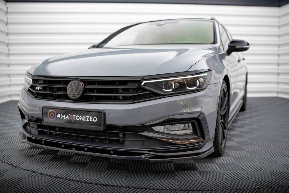 Voorspoiler V.2 Volkswagen Passat R-Line B8 FL Glans Zwart Maxton