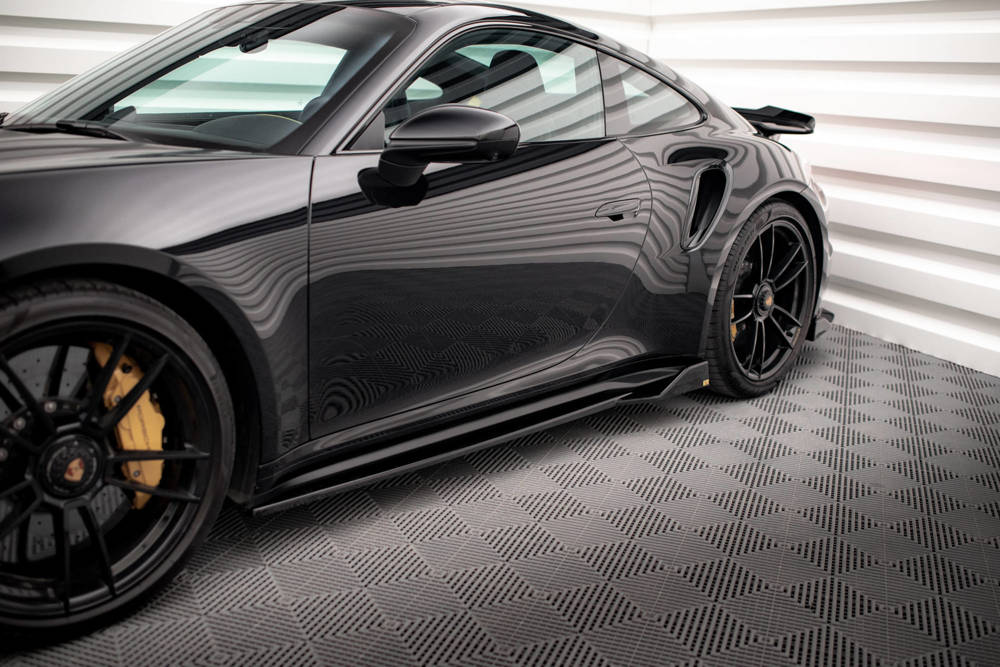 Zijskirts Porsche 911 Turbo S 992 Maxton Glans Zwart